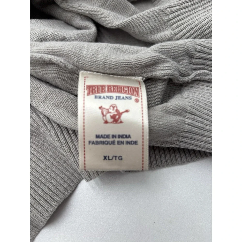 True Religion Men's Crewneck Sweater XL Gray Lightweight Knit Pullover‎